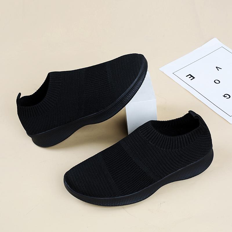 

Белые вязаные кроссовки-носки Женские туфли на плоской подошве Высококачественные женские кроссовки Слипоны Балетки Лоферы Большой размер 44 Повседневные плоские черные 35 чёрный