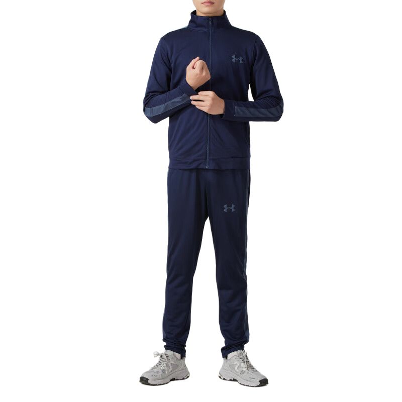 Under Armour Rival Strick Trainingsanzug Zip Jacke und Bequeme Lauf-Langhose Lässiges Sportset Herrenanzug Marineblau 1357139-410