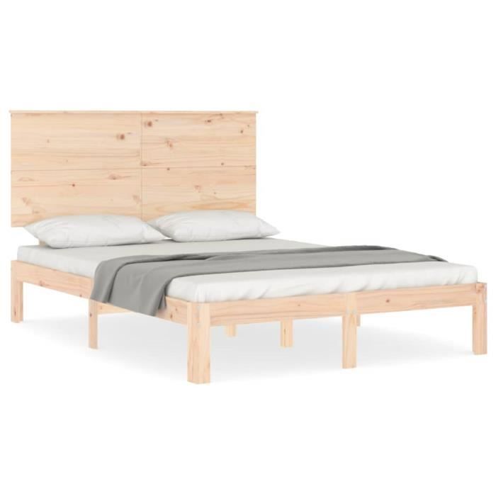 VidaXL Bed Frames with Headboard 140x200 Cm Solid Wood 3193661