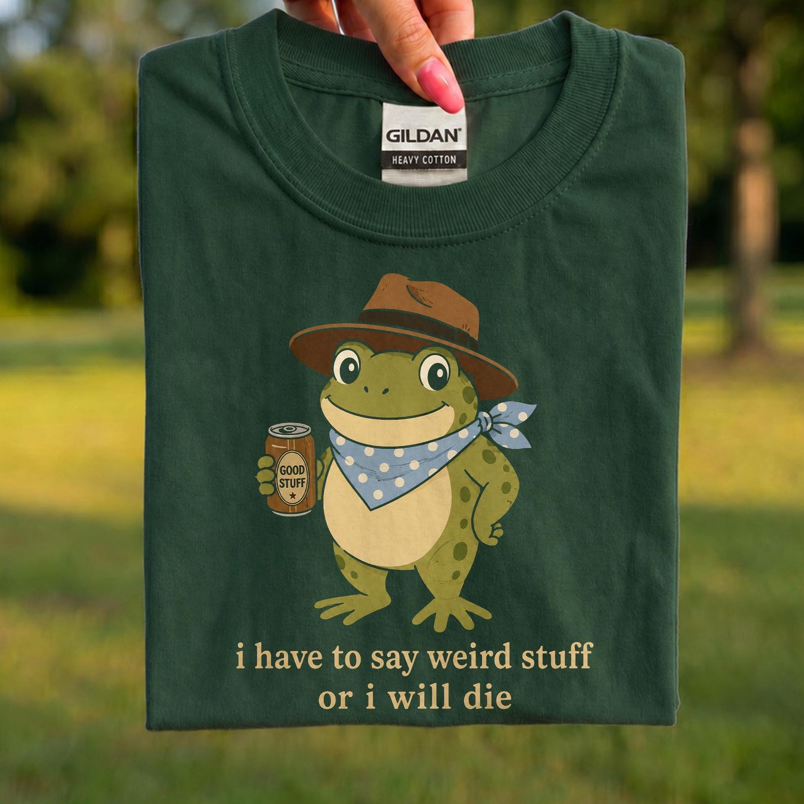 I Have To Say Weird Stuff Or I Will Die Shirt, Cute Cowboy Frog Tee, Funny Frog Meme T-Shirt, Quirky Humor Gift, Frog Lover Shirt 4XL