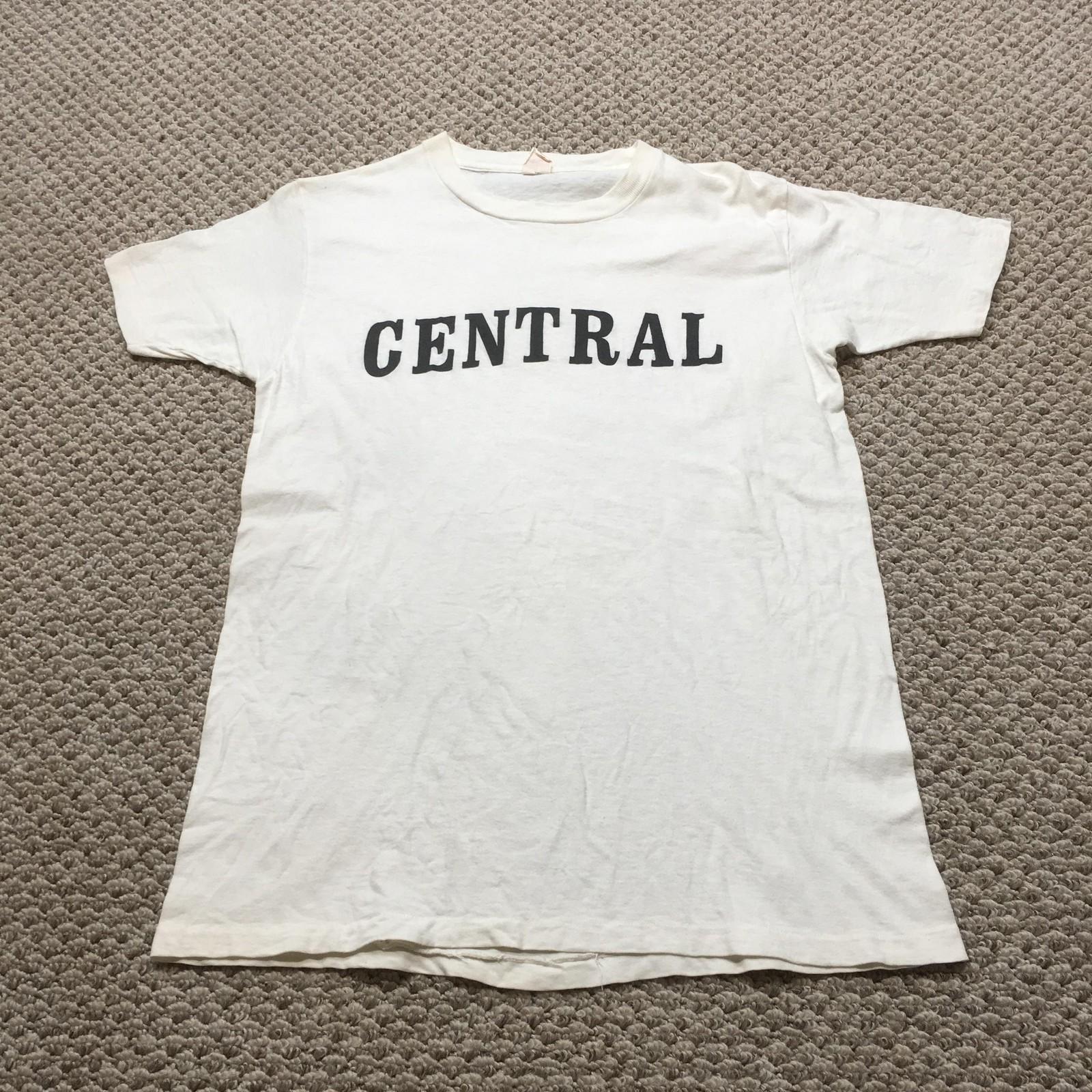 Vintage 70s Healthknit Central Mens M/L Short Sleeve White Black Logo Unisex T-Shirt M