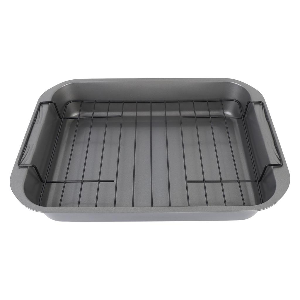 Nonstick Roaster with Rack Carbon Steel Heat Resistant Rectangular Roasting Pan Oven Baking Tray