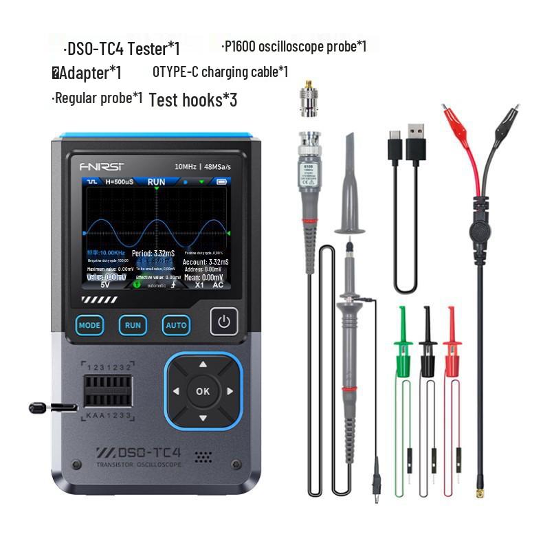 FNIRSI DSO-TC4 3-in-1 Oscilloscope, Transistor Tester, Signal Generator, 10M Bandwidth, Burn-Proof
