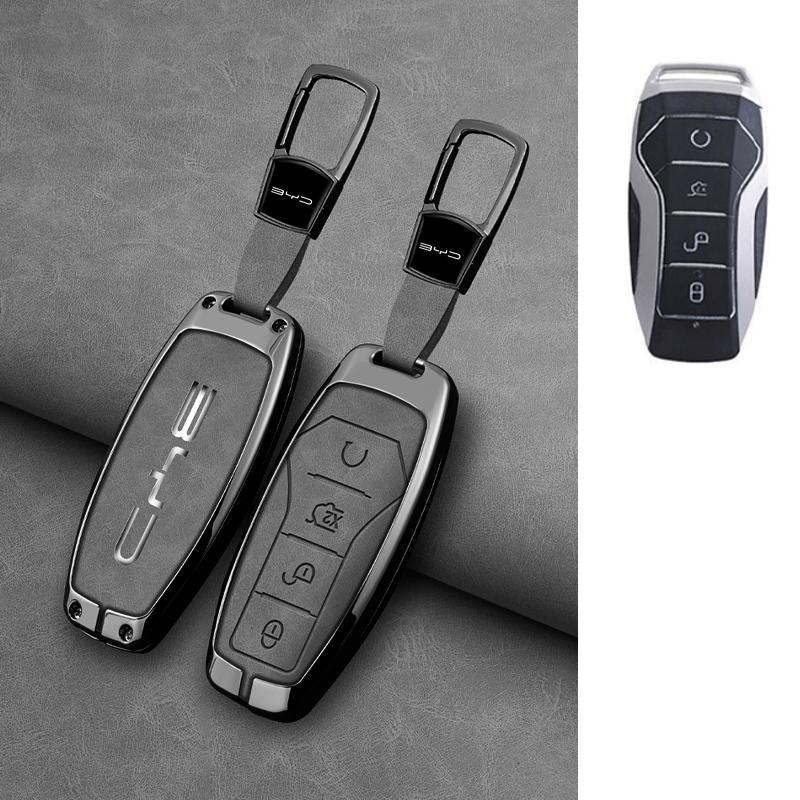 Car Key Case Cover Shell Fob for BYD Atto 3 Han EV Dolphin Lied Tang Dm Qin PLUS Song Pro MAX Yuan Zinc Alloy Protector Keychain