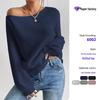 Autumn/Winter Off-Shoulder Knit Sweater - Loose Fit, Pure Color, Casual Style