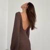 European & American Autumn/Winter Sexy Backless Knitted Long Dress Beach Cover-up