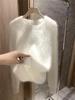 Women's Thickened White Cashmere Sweater - Pure Wool Brushed Long Hair Cardigan