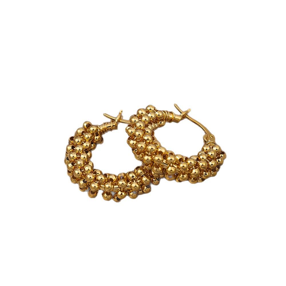 French Light Luxury Unique Ball Wrap Hoop Earrings for Women - High-End Fashion Versatile Studs