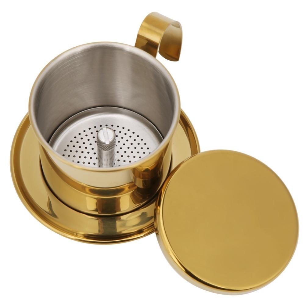 Gloss Gold Stainless Steel Coffee Filter Stainless Steel Coffee Drip Pot Cafe Use