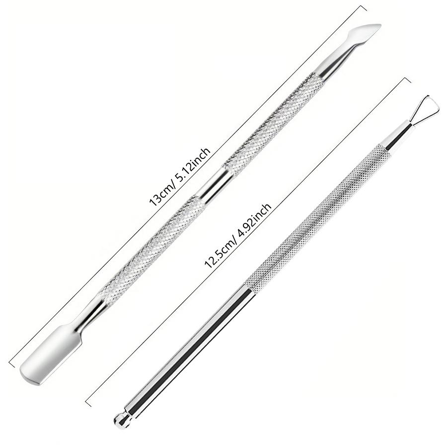 2Pcs Double-Ended Nail Polish Removal Tool Set Cuticle Pusher Dead Skin Removal Multi-Functional Manicure Tool