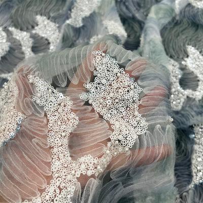 Luxurious Pearl Beaded Embroidery Fabric High Quality Lace Sequin Tulle Lace Designer Fabric For Diy Sewing Dress Clothes
