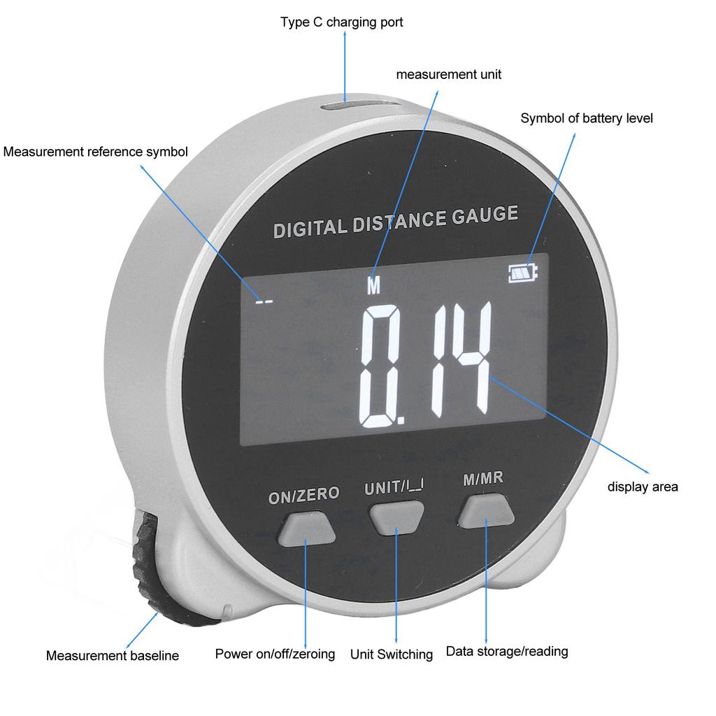 Tape Measure Digital Display Roller Ruler 199.999m Semiconductor Microprocessor Electronic Rolling Ruler for Measurement