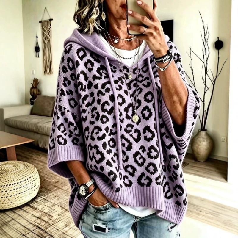 Women S Loose Fit Knitted Pullover Hooded Casual Sweater
