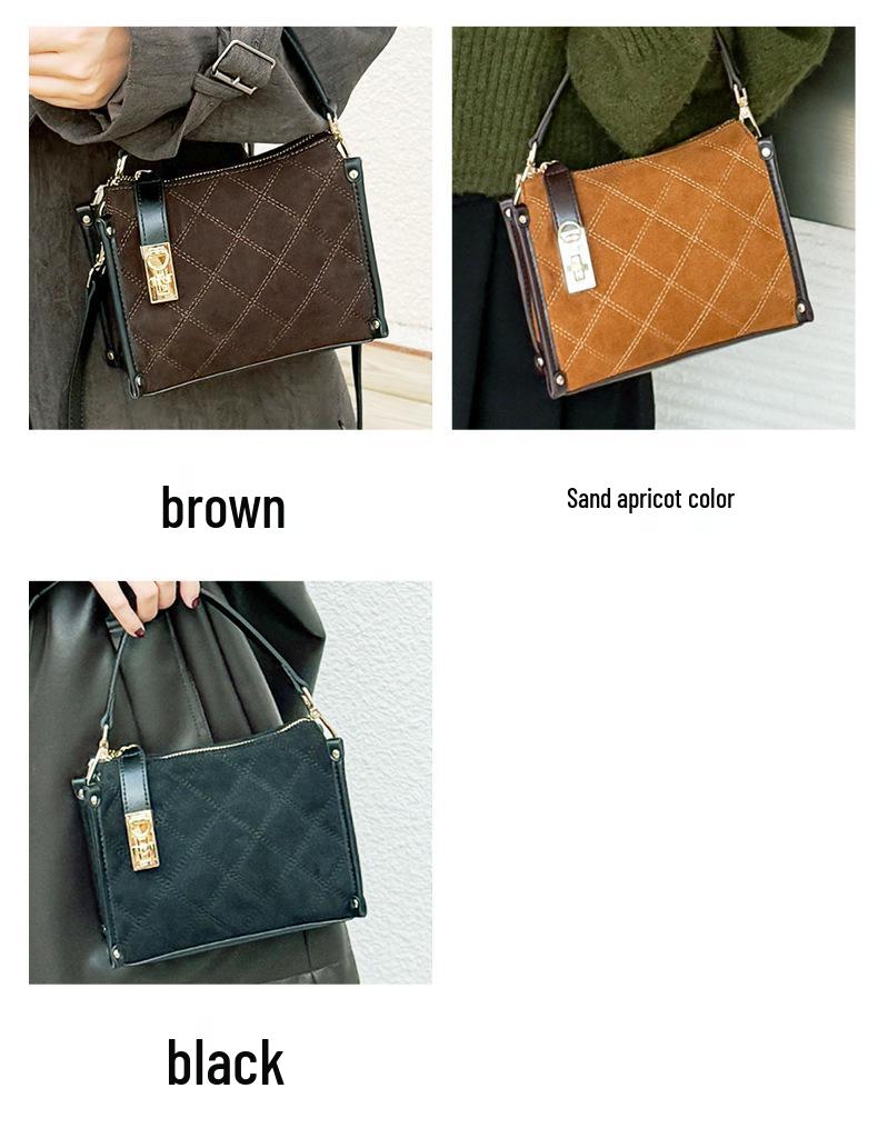Premium Women's Top-Grain Cowhide Suede Crossbody Handbag 2025 Fashionable Small Square Bag