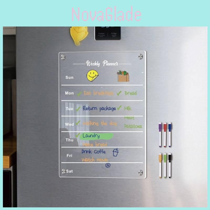 Magnetic Acrylic Schedule Board With Erasable Surface And Storage Box For Daily Planning