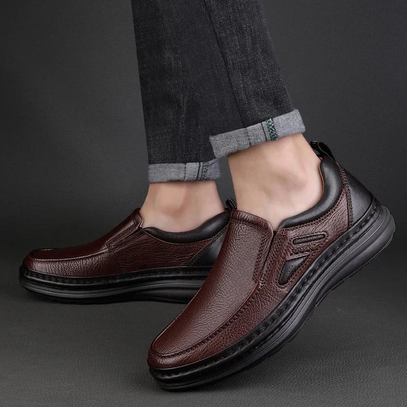 Genuine Leather Men's Shoes Handmade Men Casual Footwear High Quality Mens Business Slip On Shoes New Male Comfortable Flats