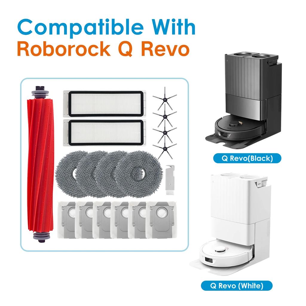 Accessories Kit Compatible with Roborock Q Revo Robtic Vacuum Cleaner,Mop Pads Main Brush Dust Bags Side Brush Hepa Filter