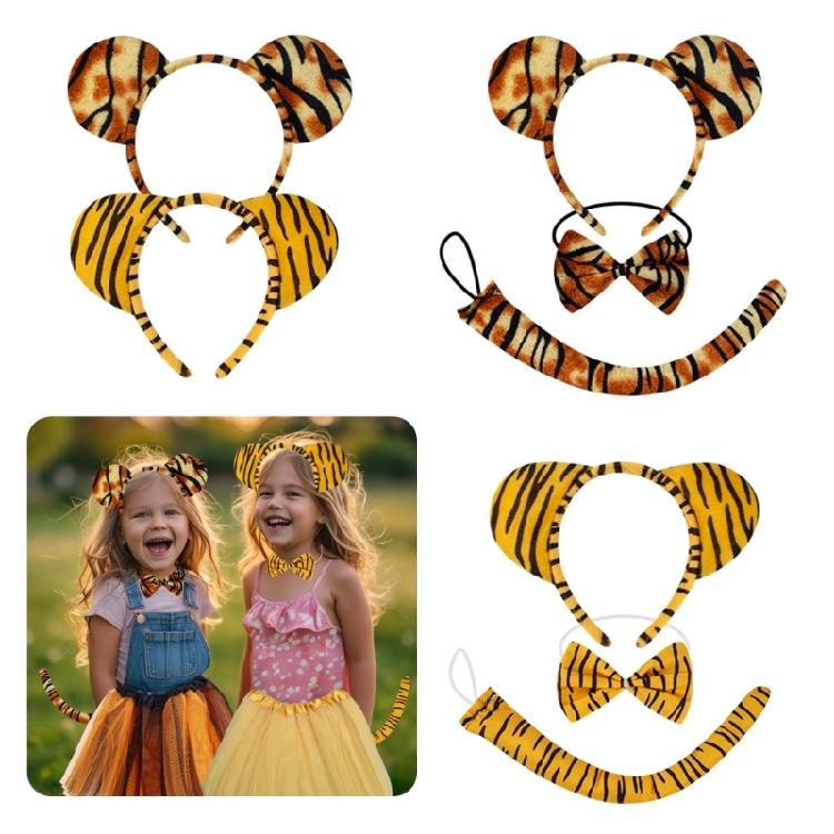 Halloween Tygers Costume for Kids Animal Costumes Tygers Ears Tail Bowtie Gloves Nose Skirt for Halloween Cosplay Party