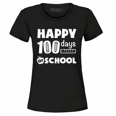 Gelukkige 100 Dagen School Dames T-shirt Terug naar School Docent Cadeau Shirts