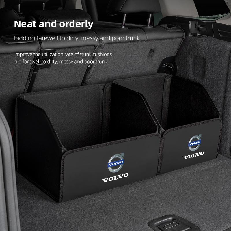 fcvdz6 Leather Folding Storage Box Car Trunk Tool Organizing Accessories For Volvo XC90 V90 V60 XC60 V40 S80 S60 S90 C40 XC40 V70 XC70