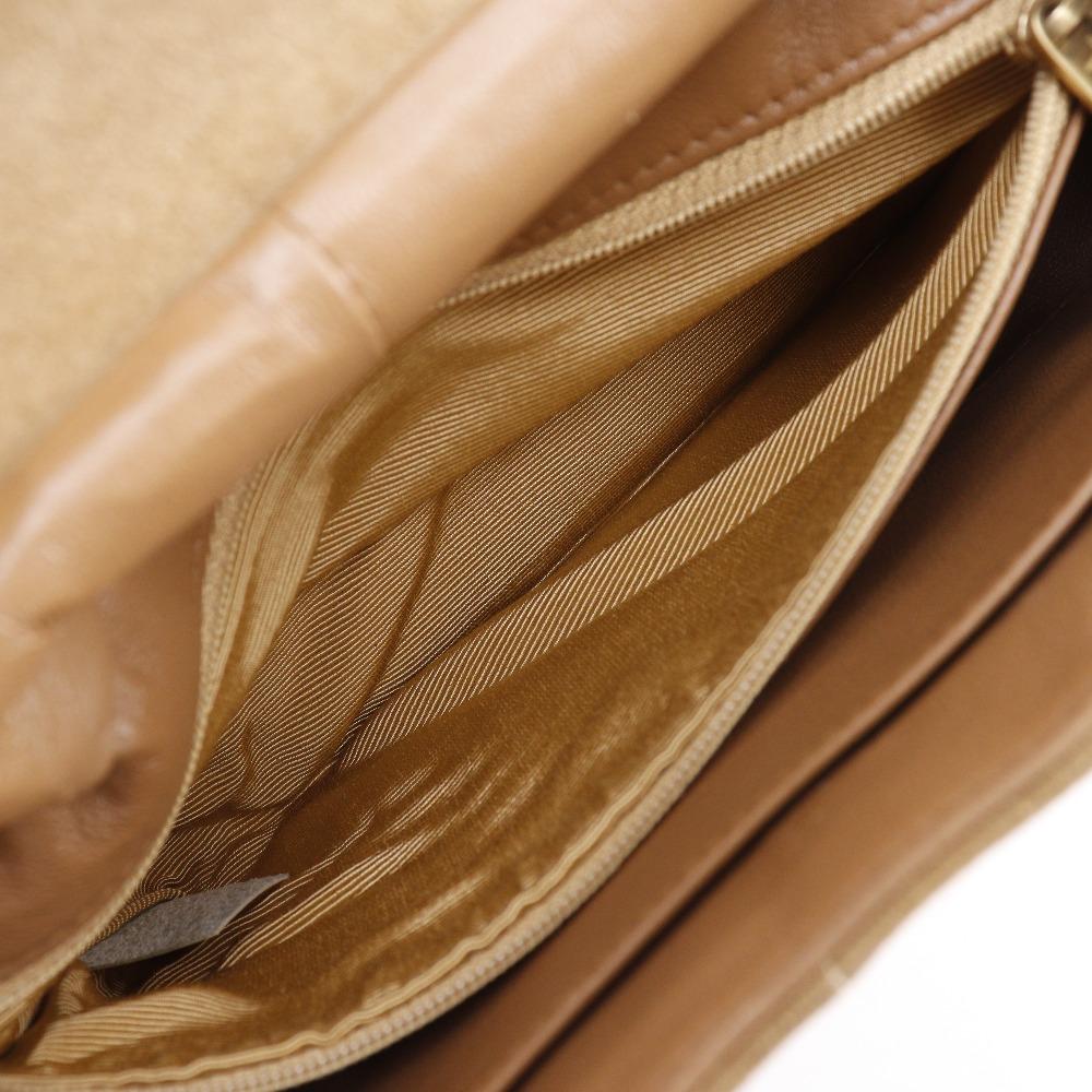 Chanel Chocolate Bar Handbag One Handle Brown/yellow Suede Women Used