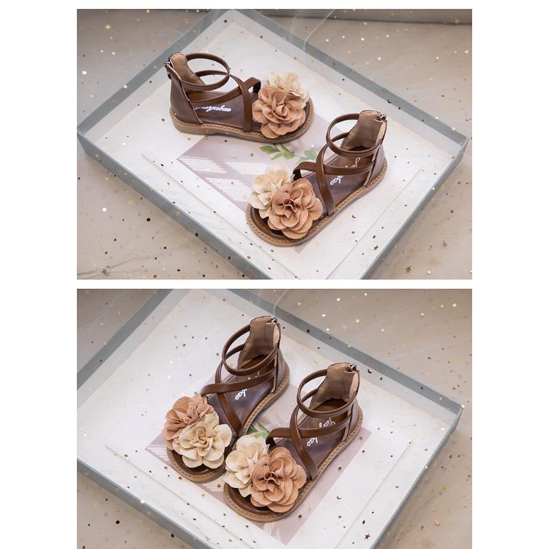Neue Sommer-Sandalen für Mädchen - Koreanischer Stil, Florale Römische Prinzessinnen-Sandalen, Vielseitige Strandschuhe für Kleine Mädchen