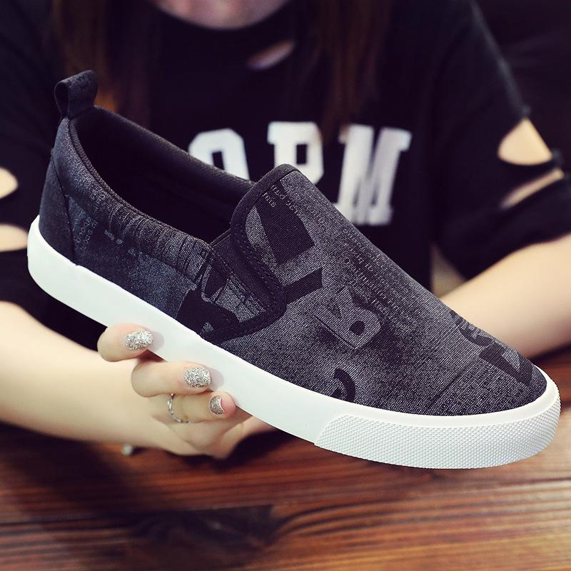 New Spring Autumn Men's Vulcanized Shoes Korean Style Black Breathable Casual Slip-On Canvas Shoes Loafers Men Sneakers