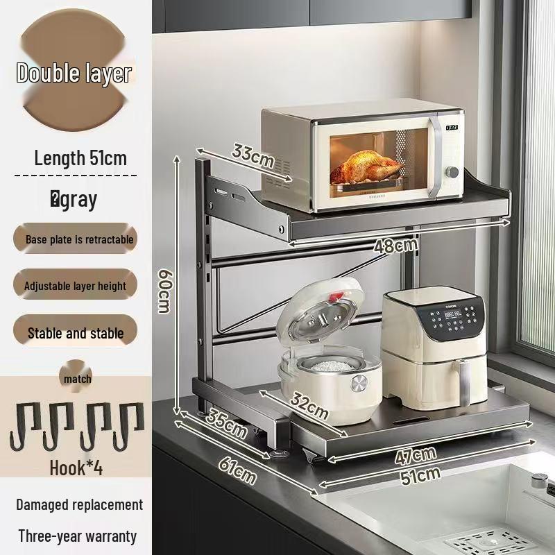 Multi-Functional Kitchen Microwave and Rice Cooker Storage Rack