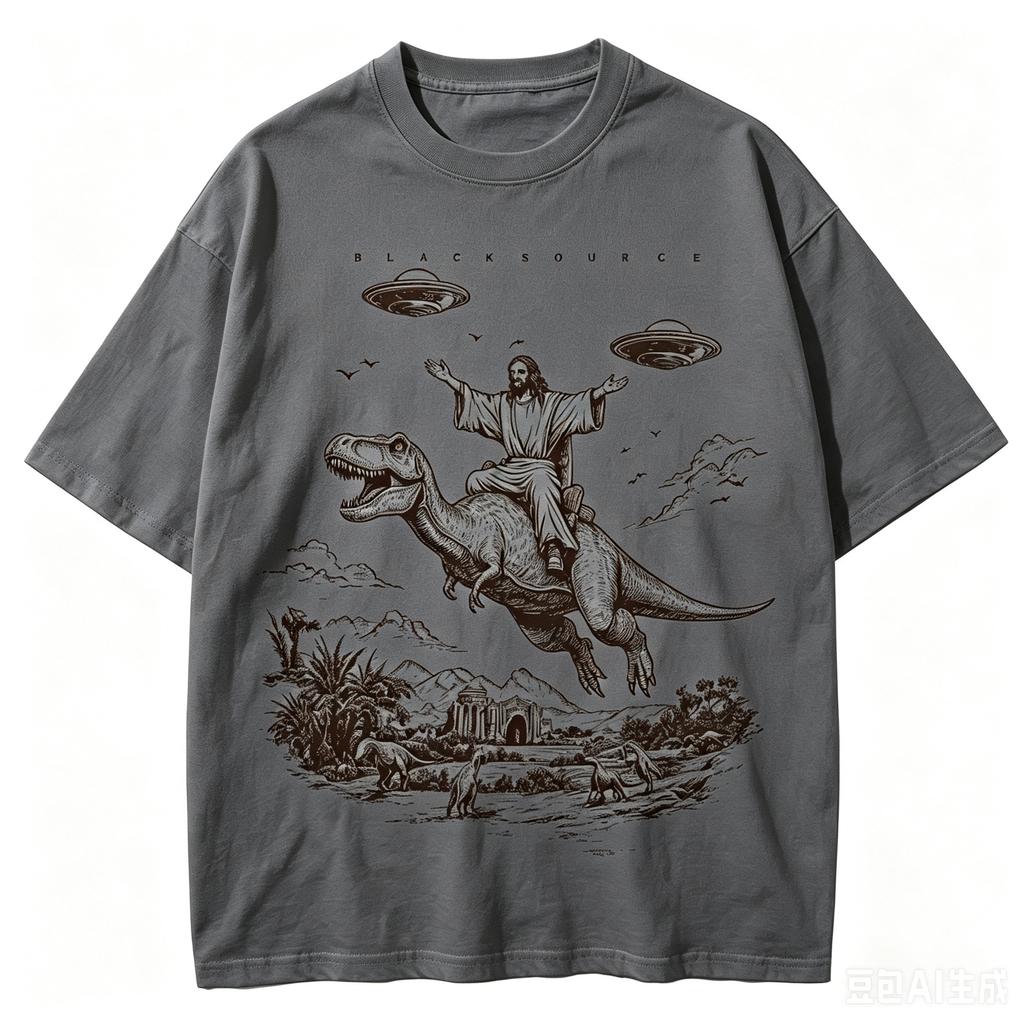 2026 Hot Sale Cartoon Dinosaur Print Fashion Tshirt Unisexs Unisex Distressed Vintage Tee Student Fashion Design Vacation Top