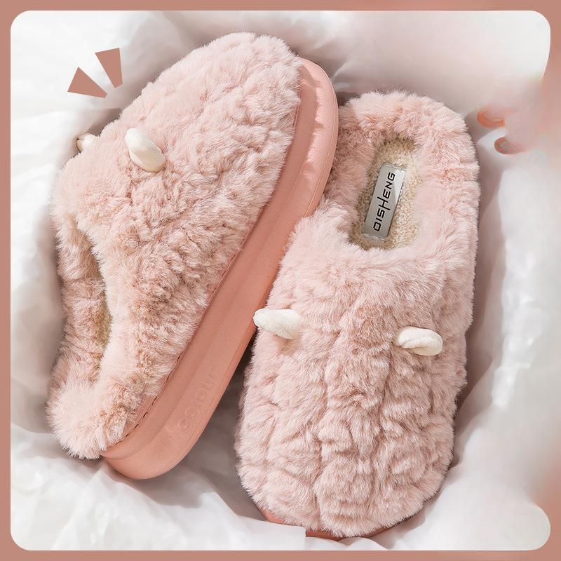 Cotton Shoes with Toe Caps for Warmth, Thickened Soft Soles, Anti-slip and Comfortable To Step On. Home Slippers