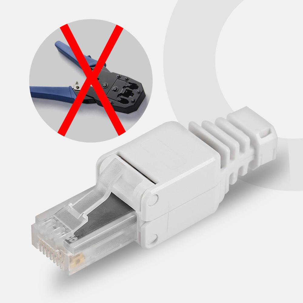 Network Connectors Tool-free Crystal Head UTP Plug PC Housing Power Line Network Adapter Prevent Loosening Coupler for Terminal