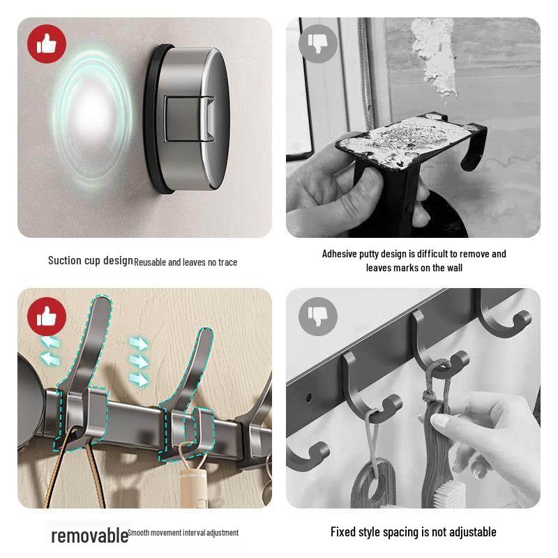 Traceless Suction Cup Wall Hook, No-Punch Strong Vacuum Hook for Door and Bathroom Storage