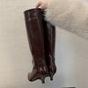 Fashion Fashion Low Heel Women Knee High Modern Boots Female Slip On Shoes Pointed Toe Party Sexy Ladies Long Boots Shoes Pumps Lady
