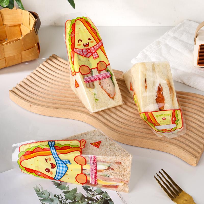 Triangular Sandwich Packaging Paper Leak-Proof Clear Bags 20/100 PCS for Morning Breakfast Sandwich Toast Wrapping
