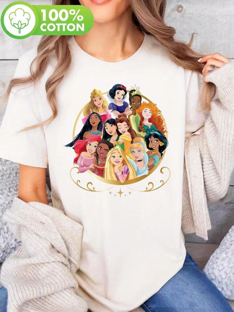 

2026 New High Quality Princess and Royal Companion Graphic Print Womens TShirt Short Sleeve O Neck Loose Plus Size Top S