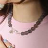 August Harmony Taupe Gemstone Knot Necklace / 12mm