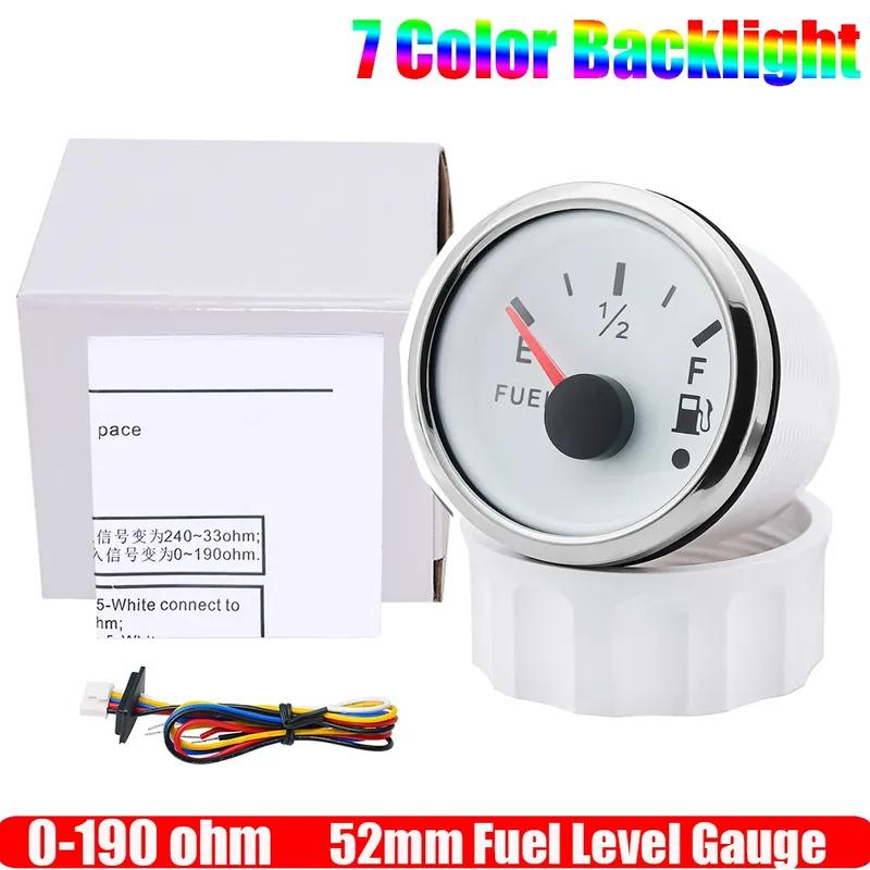 Stainless Steel 100~600mm Fuel Float Sensor+52mm Fuel Level Gauge 0-190ohm Oil Tank Meter with Alarm for Car Yacht 12V24V Custom