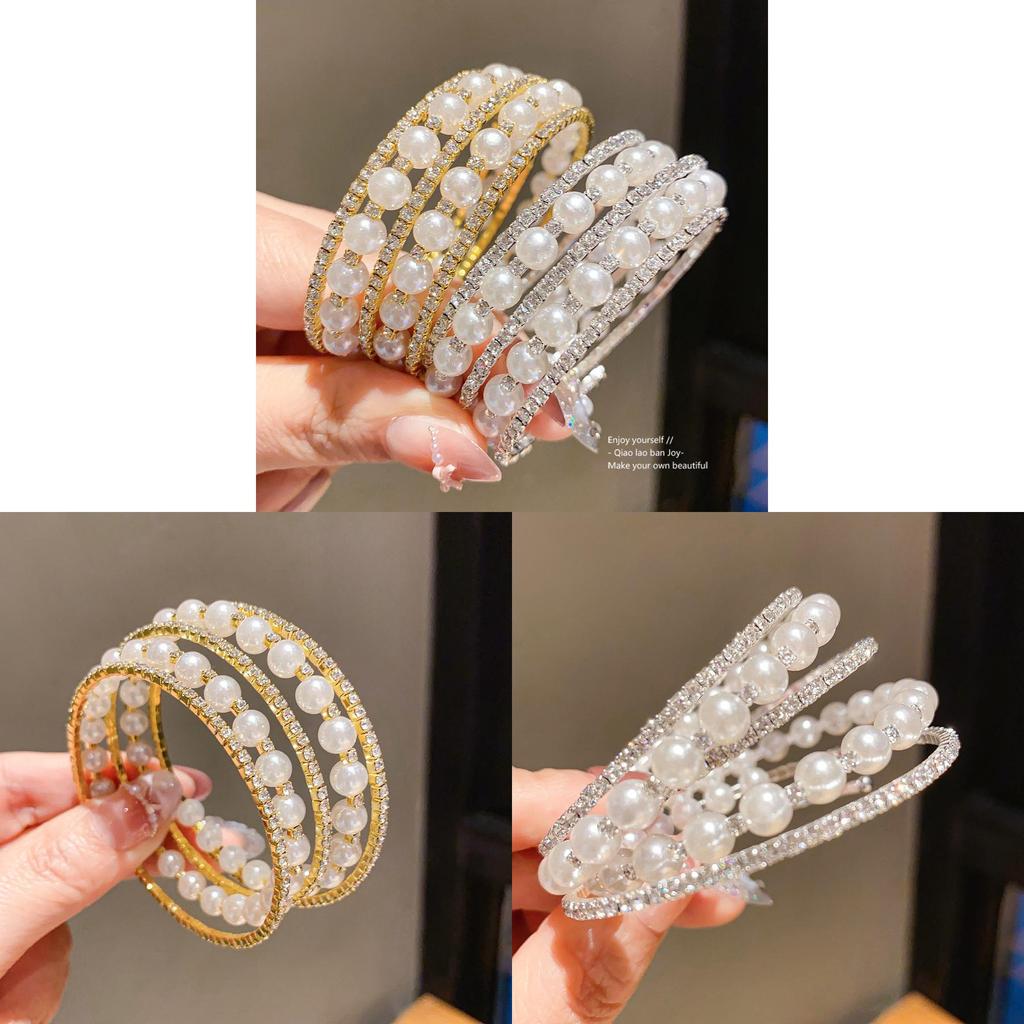 European Fashion Pearl Bracelets With Rhinestone Embellishments For Elegant Women