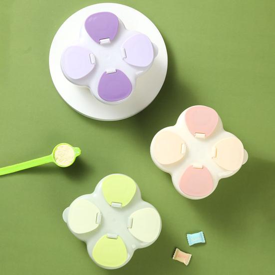 Milk Powder Box Portable Infant Milk Powder Dispenser with 4 Compartments No-Spill Kids Snack Containers for Travel Outdoor Daily Use