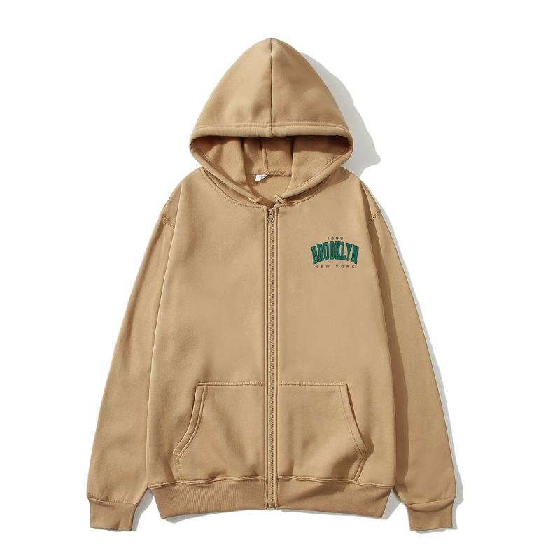 Brooklyn 1898 Zip Hoodie Oversized Hoodie Streetwear Damen Sweatshirt Damen Hoodie Tasche Langarm Brooklyn 1898 Zip Hoodie