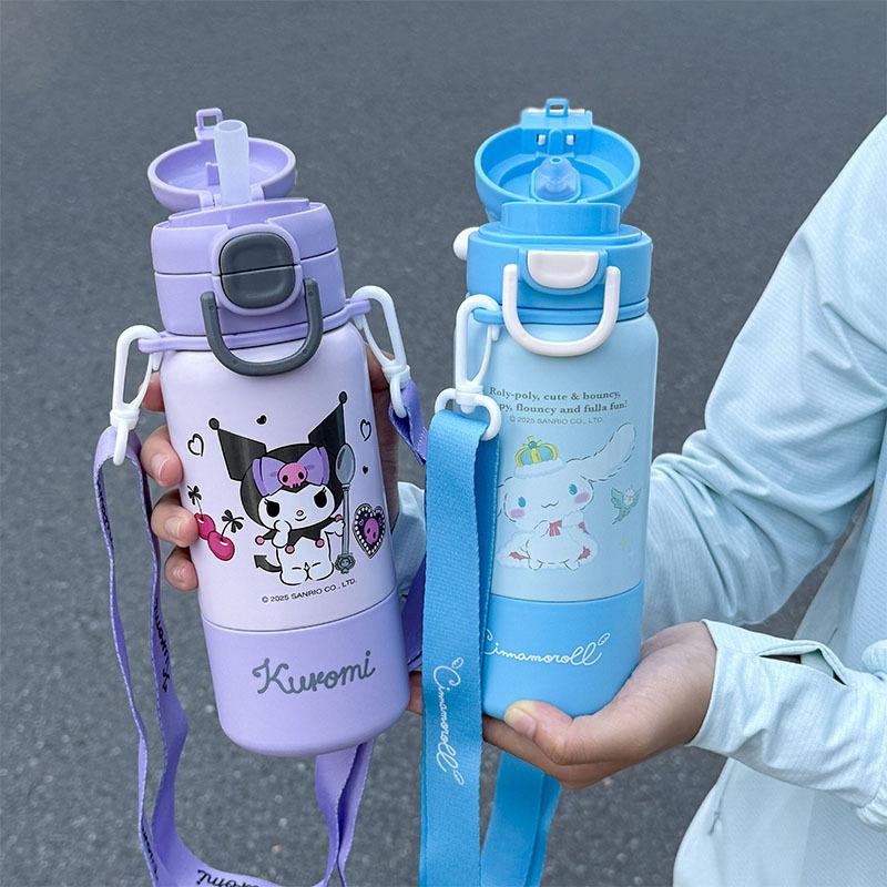 Children's thermos cup school special double drink cup cute kindergarten water cup straw kettle