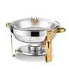 Gold Round Stainless Steel Folding Chafing Dish Set with Folding Frame