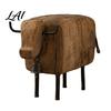 Cute Sheep Statue for Entryway Rustic Figurine with Bell Faux Wood Resin Farmhouse Lamb Statue Stable Sculpture Table Vintage Country Style Desktop
