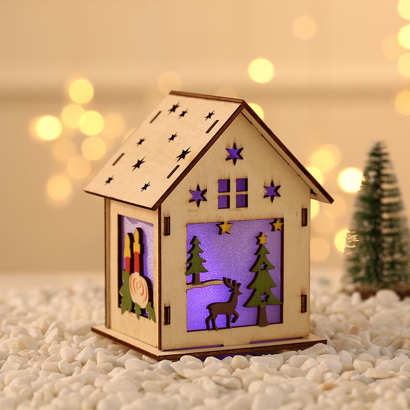 Glowing Wooden Christmas House Ornament DIY Kit for Kids