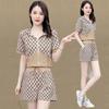 Casual Suit Women's Summer Fashion Sports Sweatshirt High Waist Shorts Slimming Two-piece Set