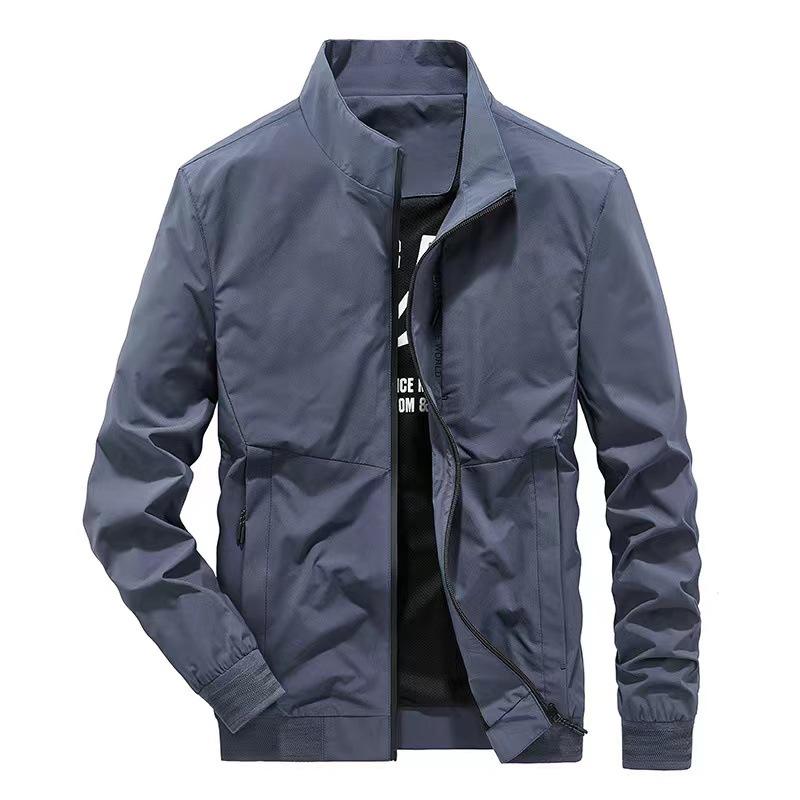 

Unisex Windproof Stand-Up Collar Jacket - High Quality, Versatile Outerwear for Autumn and Spring Medium светло-синий