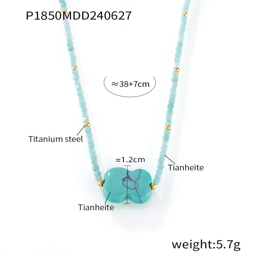 Bohemian Turquoise Pendant Necklace: Fashionable, Versatile, Natural Stone & Steel Beads