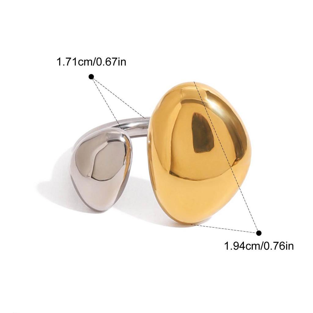 Yori Glossy Simple Irregular Open Ring Stainless Steel Metal Texture 18 K Plated Waterproof Geometric Charm Jewelry 2025