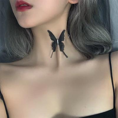 Moda Süper Peri Dantel Kelebek Choker Kolyeler Şeffaf Choker Parti Boyun Takı Aksesuarları Yaka