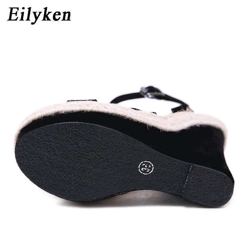 Fashion Eilyken Fashion Peep Toe Narrow Band Women Sandals Summer Ankle Buckle Strap Platform Wedges High Heels 15CM Sandals